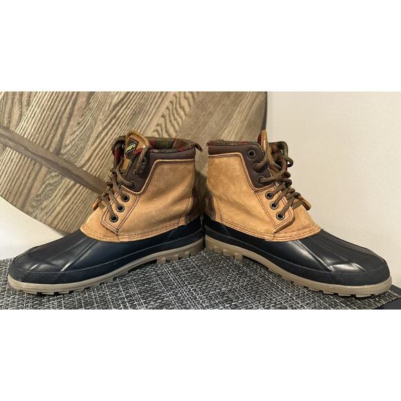 VTG Sporto Women's Size 8M Shoes Brown Black Leather Lace Up Duck Rain Boots - Picture 3 of 6